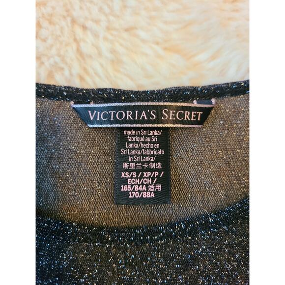 Victoria's Secret Black glitter sheer long sleeved shirt size xs - Picture 4 of 7